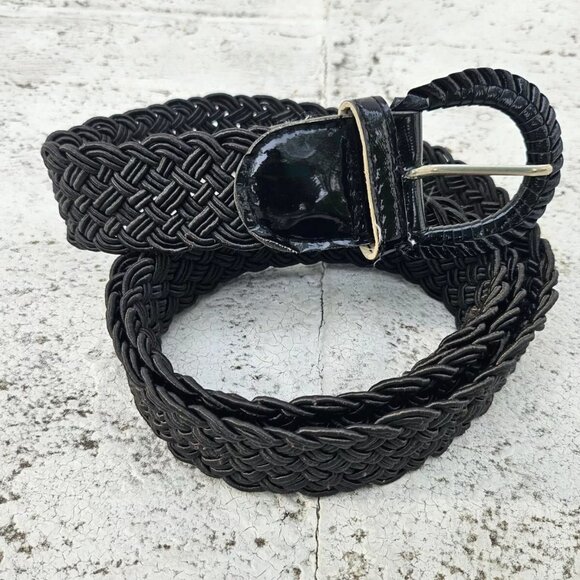 Women Belt Black Braided Waistband Pin Buckle Belt Size 32-36 inches - Picture 2 of 10